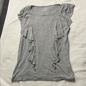 Gray Ruffle Sleeve Women's Top